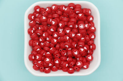 Heart Beads, Red Heart Beads, Pink Heart Beads, Plastic Heart Beads, Bead for Bracelets, Size 7mm #351