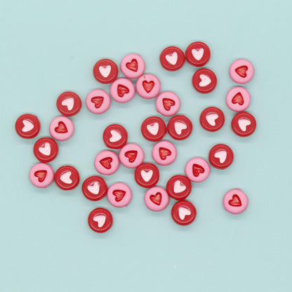 Heart Beads, Red Heart Beads, Pink Heart Beads, Plastic Heart Beads, Bead for Bracelets, Size 7mm #351