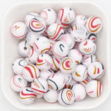 12mm Rainbow Print Beads, Rainbow Silicone Beads, Round Bubblegum Beads, Beads for Pens #323