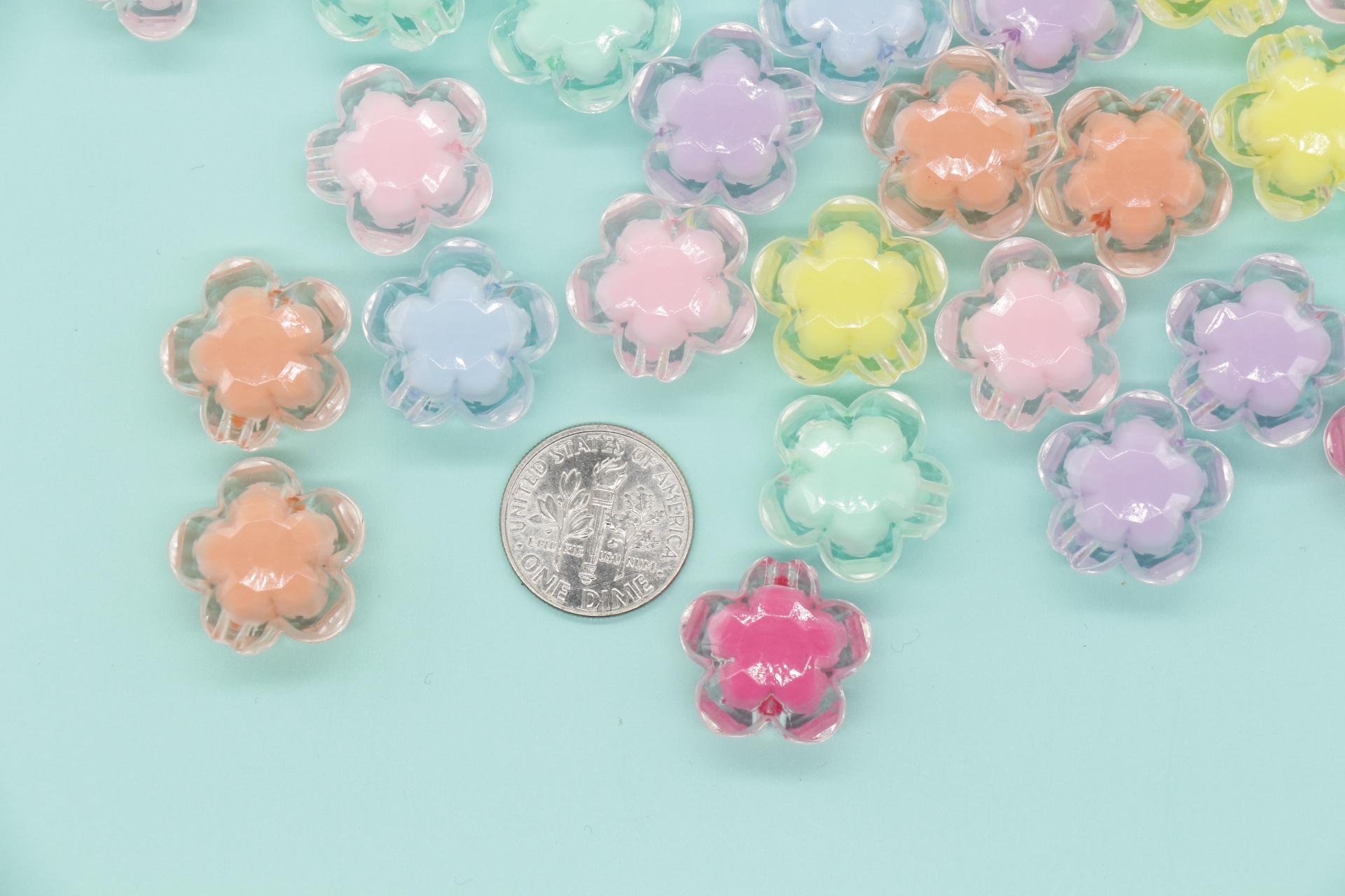 Mix Flower Beads, Multicolor Flower Beads, Flower Chunky Beads, Acrylic Beads, Bracelet Making Jewelry Finding #1896