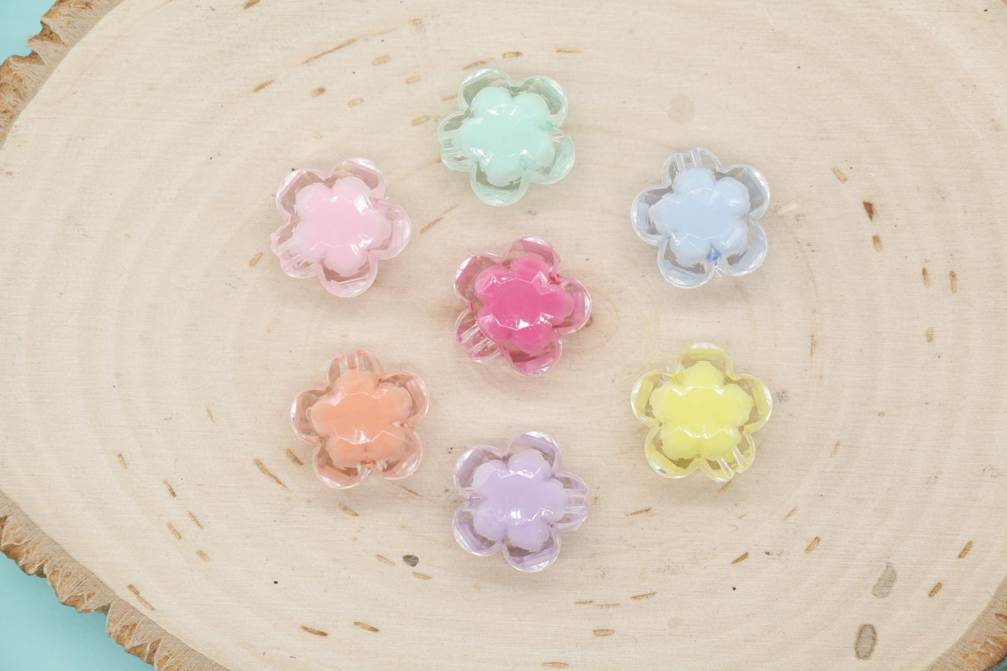 Mix Flower Beads, Multicolor Flower Beads, Flower Chunky Beads, Acrylic Beads, Bracelet Making Jewelry Finding #1896