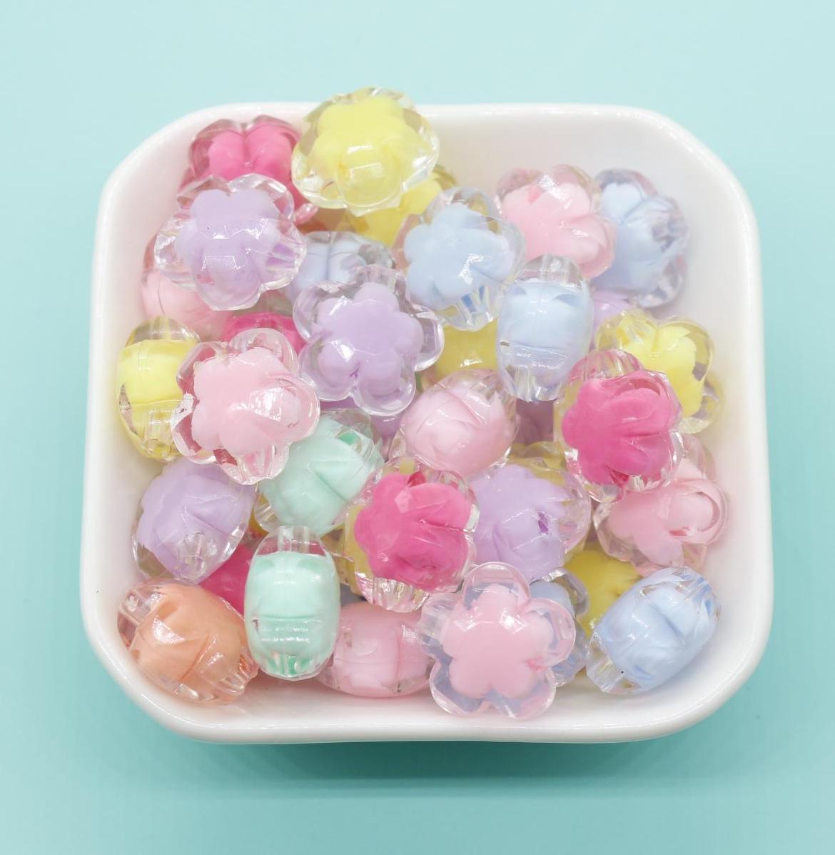 Mix Flower Beads, Multicolor Flower Beads, Flower Chunky Beads, Acrylic Beads, Bracelet Making Jewelry Finding #1896