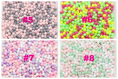 4mm Mix Round Beads, Plastic Round Beads, Round Spacer Beads, Bubblegum Beads, Multicolored Spacer Beads, Beads for Bracelets