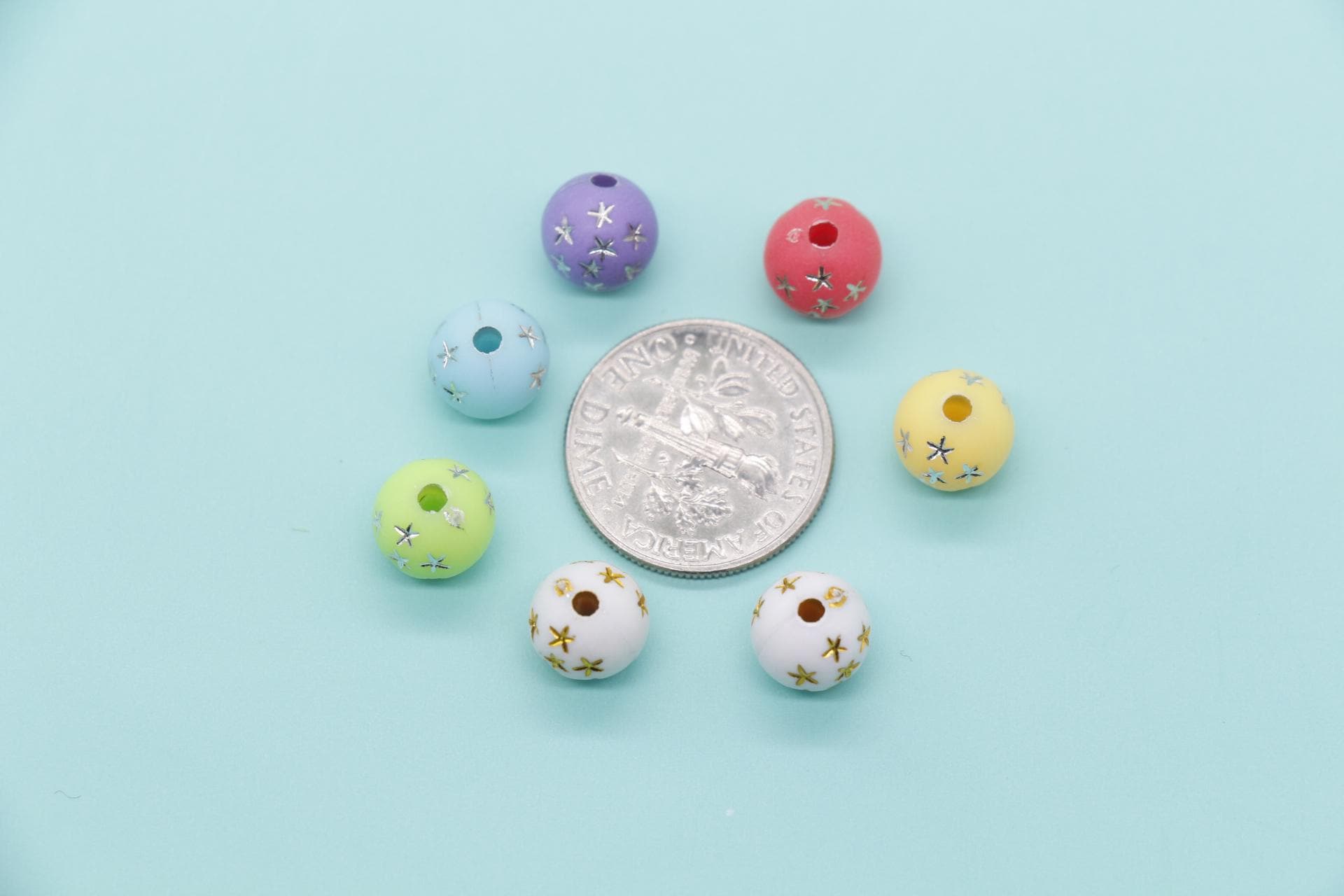 Star Beads, Silver Star Beads, Gold Star Beads, Plastic Gumball Beads, Bubblegum Beads, Chunky Beads