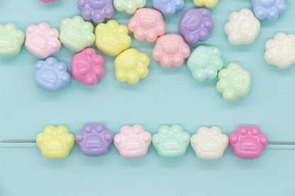 Paw Beads, Chunky Paw Beads, Mixed Beads, Chunky Beads, Large Hole Beads, Beads for Bracelets