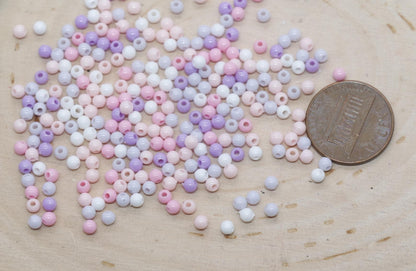 3mm Mix Round Beads, Plastic Round Beads, Round Spacer Beads, Bubblegum Beads, Multicolored Spacer Beads, Beads for Bracelets