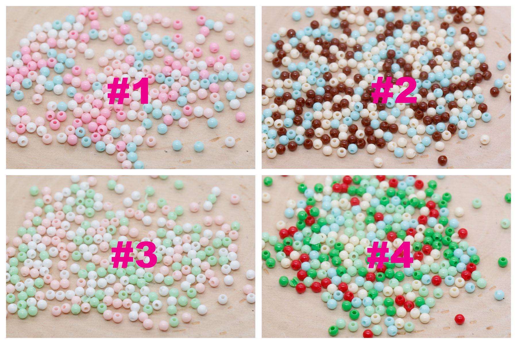 3mm Mix Round Beads, Plastic Round Beads, Round Spacer Beads, Bubblegum Beads, Multicolored Spacer Beads, Beads for Bracelets