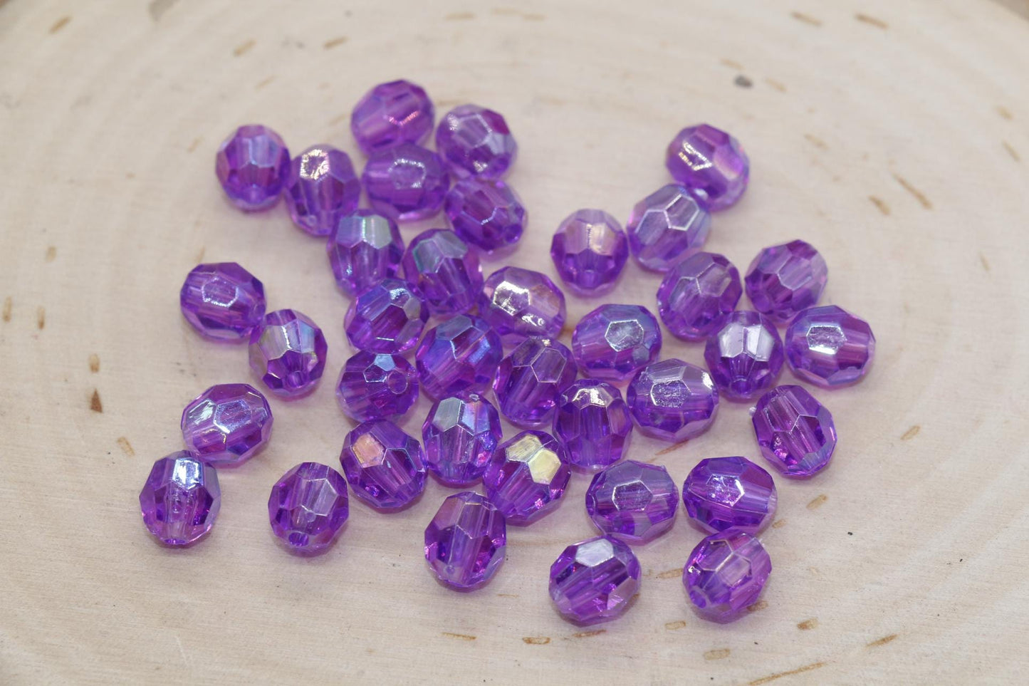 8mm Iridescent Beads, Faceted Bubblegum Beads, Sparkle Beads, Chunky Beads, Plastic Beads, Beads for Bracelets, Jewelry Making Beads,