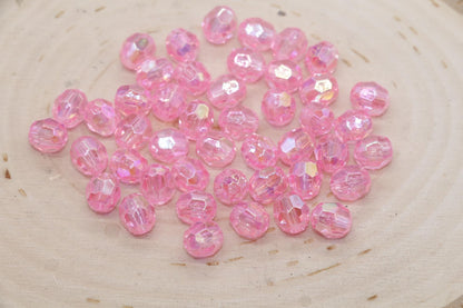 8mm Iridescent Beads, Faceted Bubblegum Beads, Sparkle Beads, Chunky Beads, Plastic Beads, Beads for Bracelets, Jewelry Making Beads,