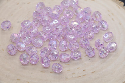 8mm Iridescent Beads, Faceted Bubblegum Beads, Sparkle Beads, Chunky Beads, Plastic Beads, Beads for Bracelets, Jewelry Making Beads,