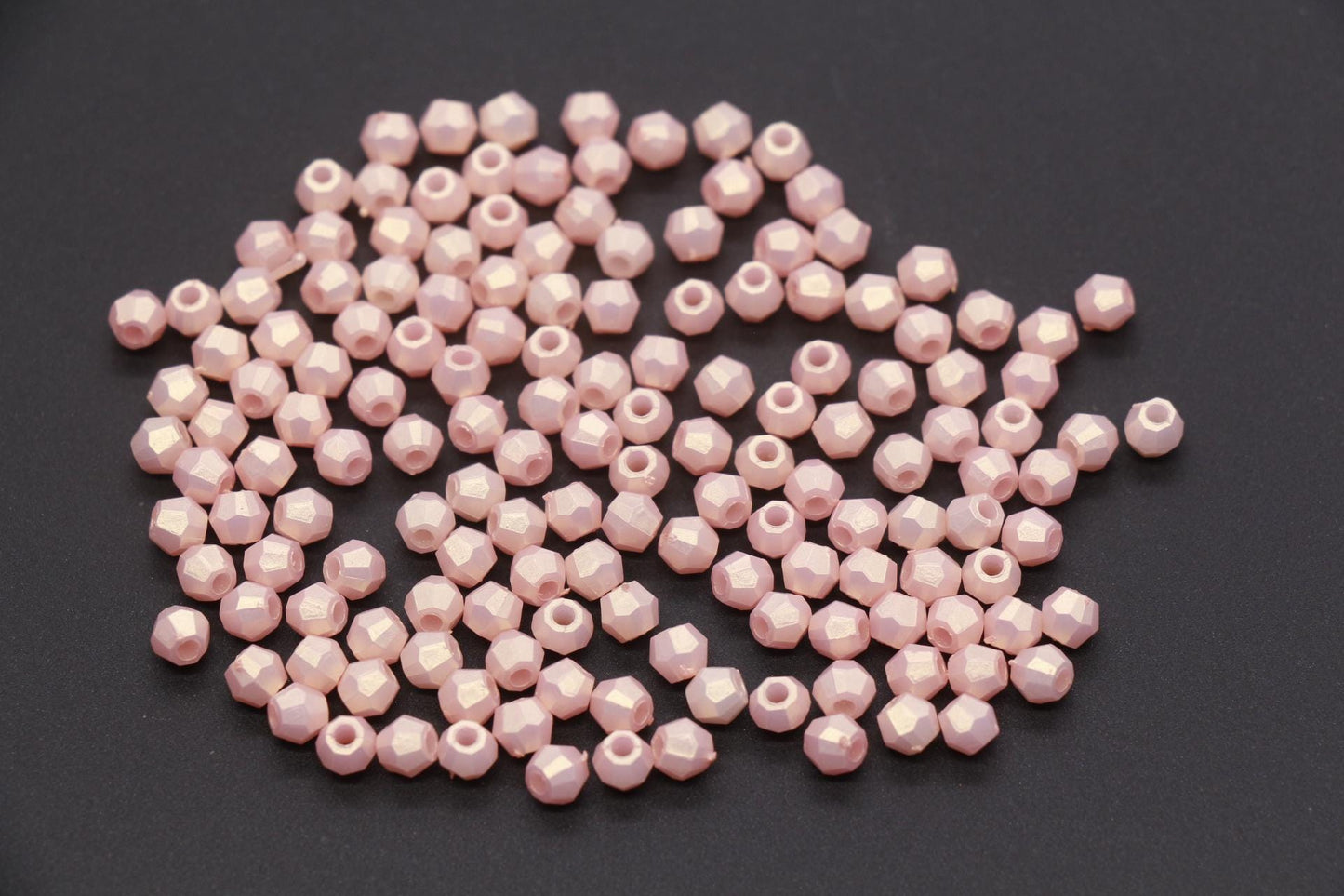4mm Faceted Beads, Pearlescent Beads, Shimmering Beads, Plastic Beads, Round Spacer Beads, Bubblegum Beads, Beads for Bracelets