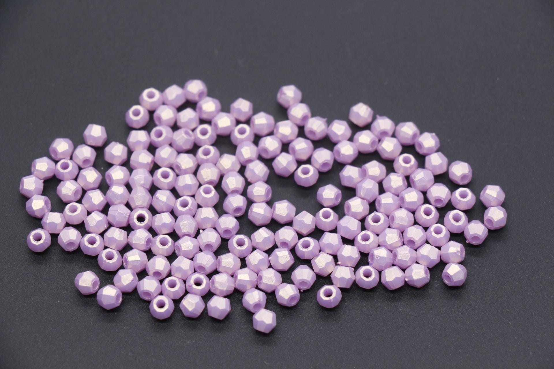 4mm Faceted Beads, Pearlescent Beads, Shimmering Beads, Plastic Beads, Round Spacer Beads, Bubblegum Beads, Beads for Bracelets