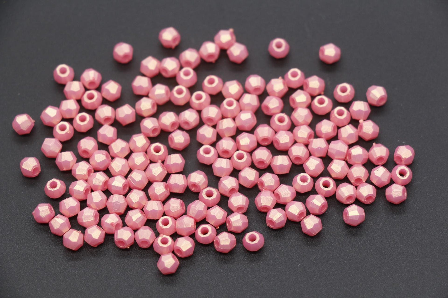 4mm Faceted Beads, Pearlescent Beads, Shimmering Beads, Plastic Beads, Round Spacer Beads, Bubblegum Beads, Beads for Bracelets