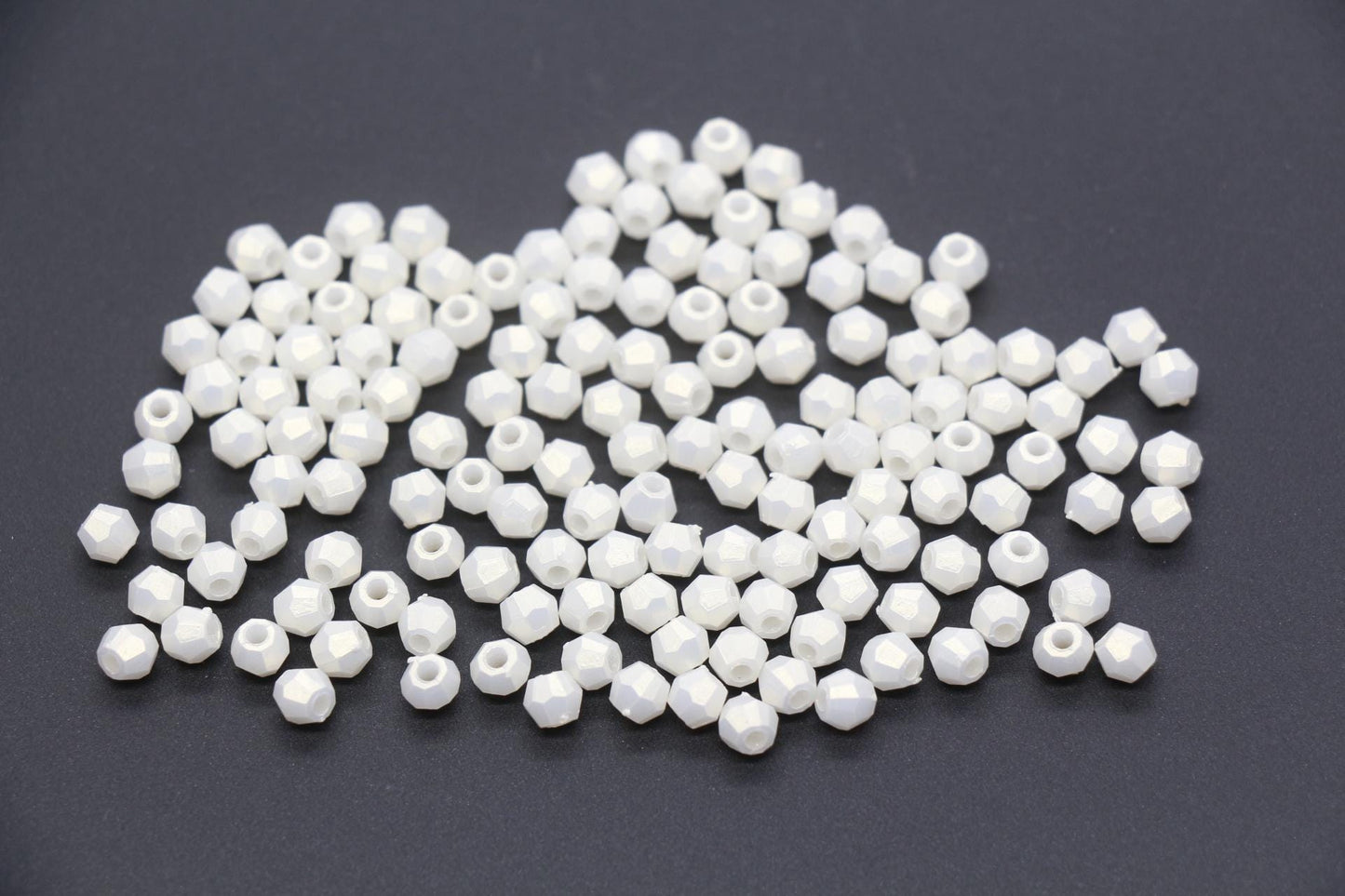 4mm Faceted Beads, Pearlescent Beads, Shimmering Beads, Plastic Beads, Round Spacer Beads, Bubblegum Beads, Beads for Bracelets