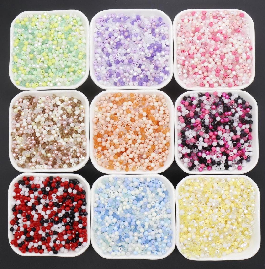 4mm Mix Faceted Beads, Assorted Beads, Plastic Beads, Round Spacer Beads, Bubblegum Beads, Beads for Bracelets