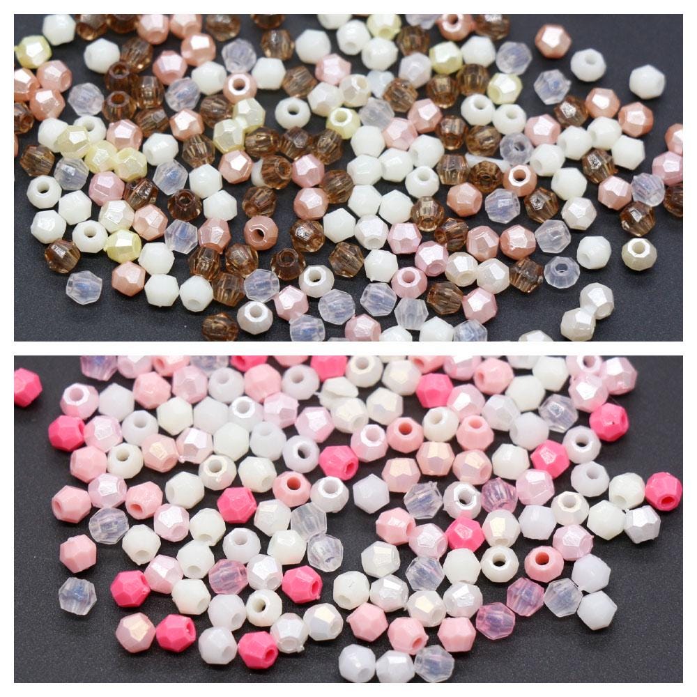 4mm Mix Faceted Beads, Assorted Beads, Plastic Beads, Round Spacer Beads, Bubblegum Beads, Beads for Bracelets