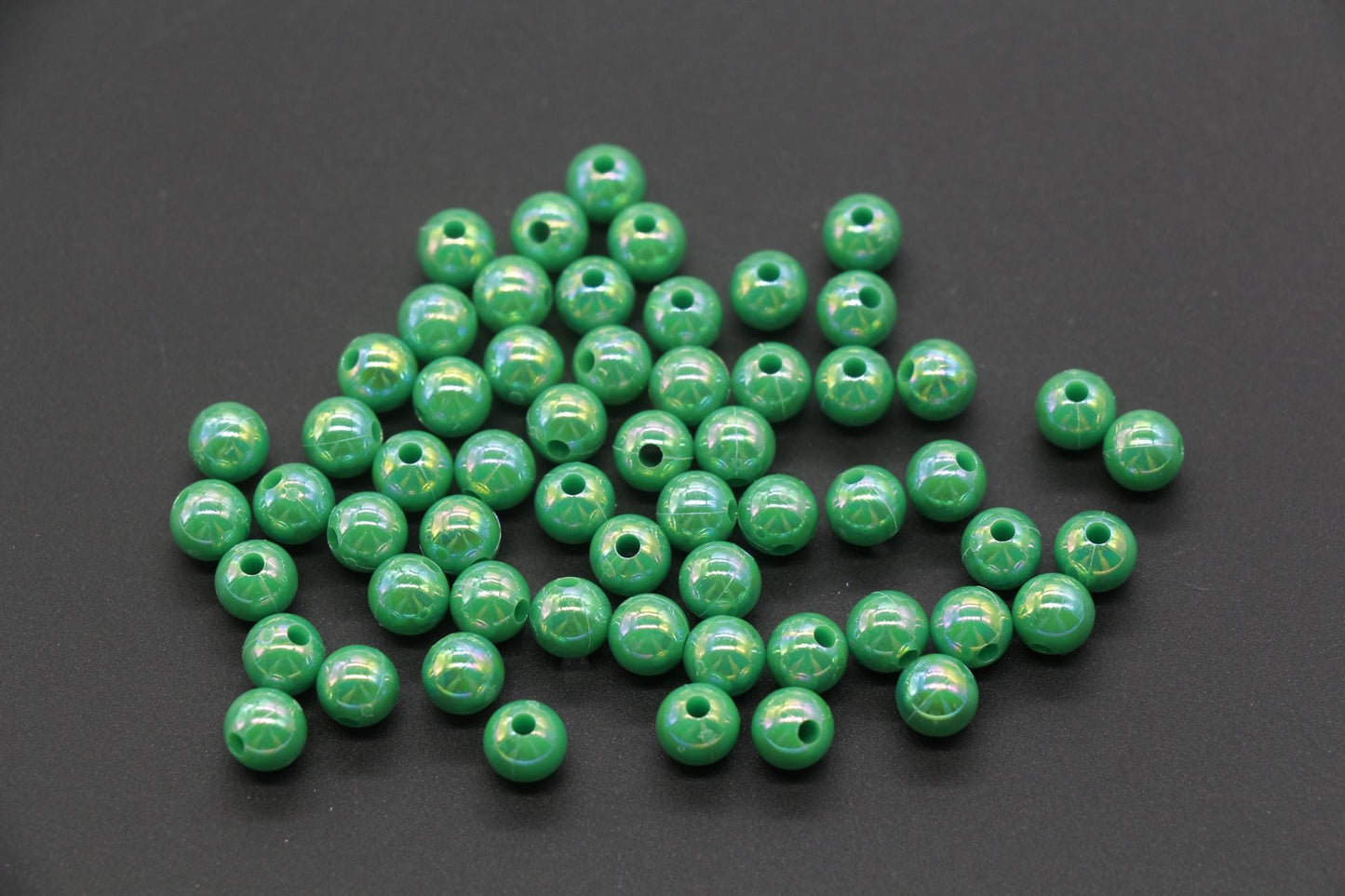 6mm Green AB Gumball Beads, Iridescent Round Beads, Sparkle Green Beads, Green Bubblegum Beads, Chunky Beads, Beads for Bracelets