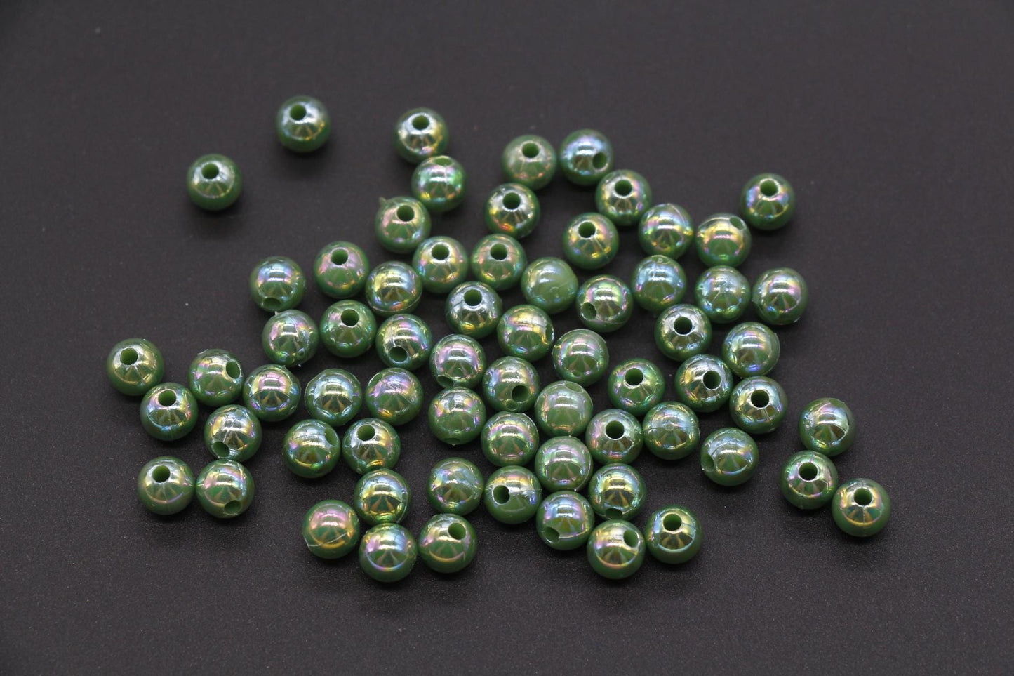 6mm Green AB Gumball Beads, Iridescent Round Beads, Sparkle Green Beads, Green Bubblegum Beads, Chunky Beads, Beads for Bracelets