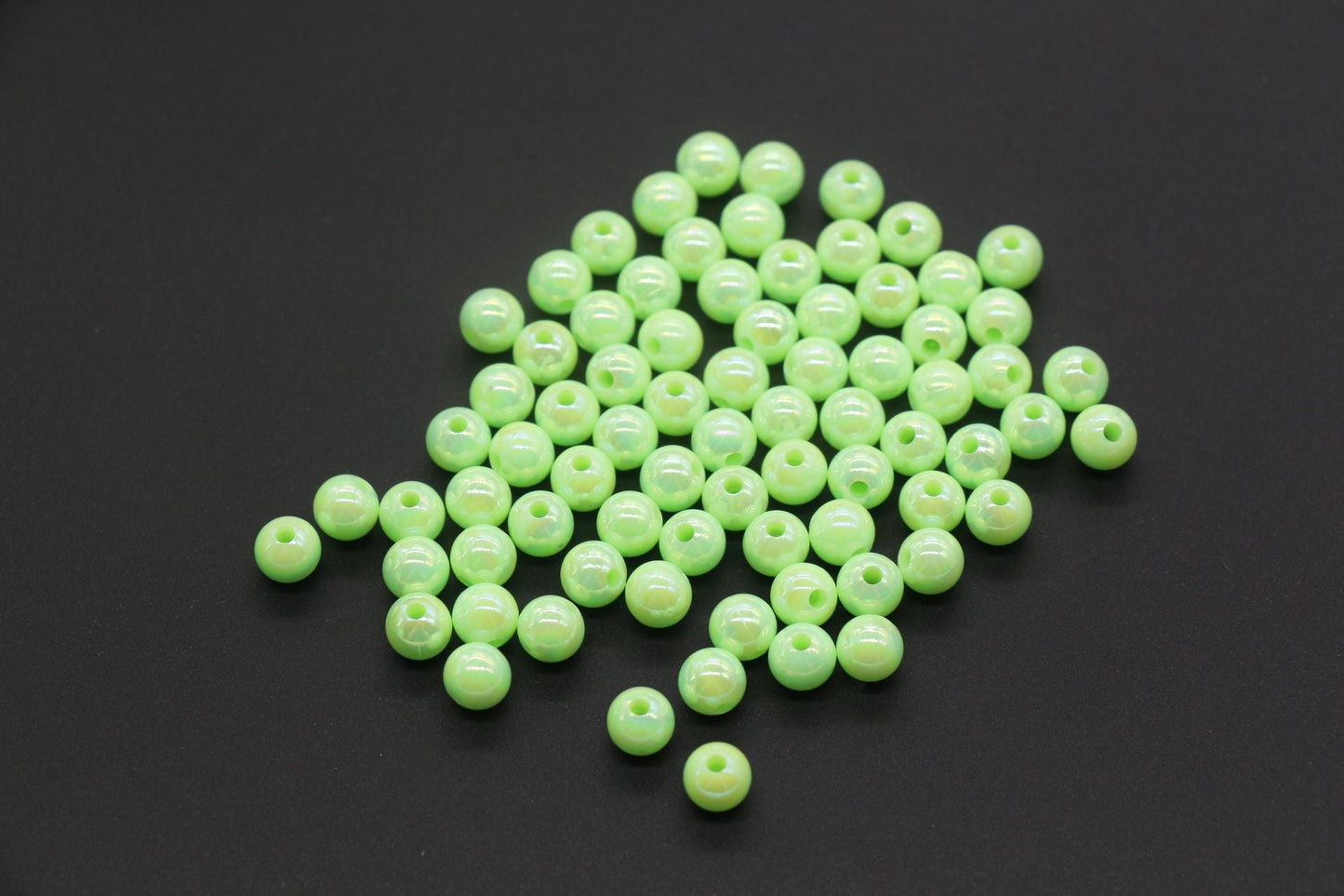 6mm Green AB Gumball Beads, Iridescent Round Beads, Sparkle Green Beads, Green Bubblegum Beads, Chunky Beads, Beads for Bracelets