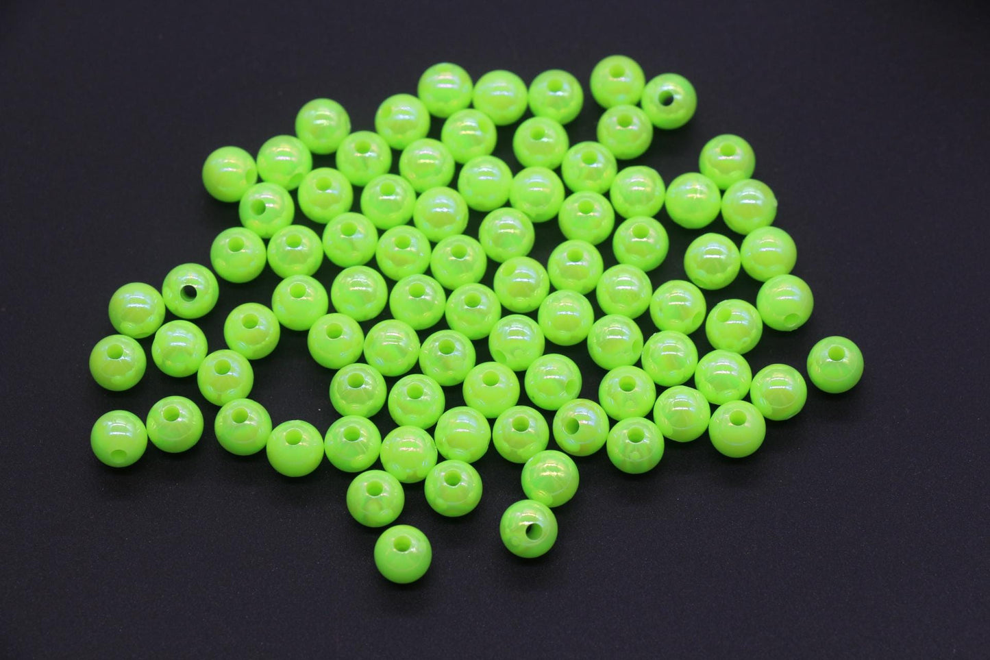 6mm Green AB Gumball Beads, Iridescent Round Beads, Sparkle Green Beads, Green Bubblegum Beads, Chunky Beads, Beads for Bracelets