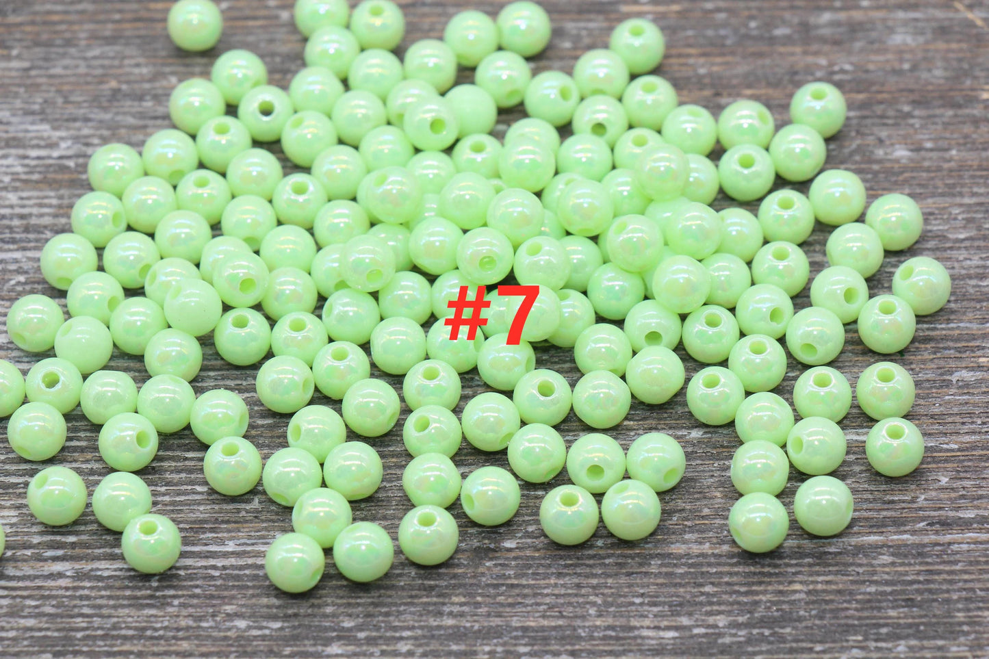 6mm Green AB Gumball Beads, Iridescent Round Beads, Sparkle Green Beads, Green Bubblegum Beads, Chunky Beads, Beads for Bracelets