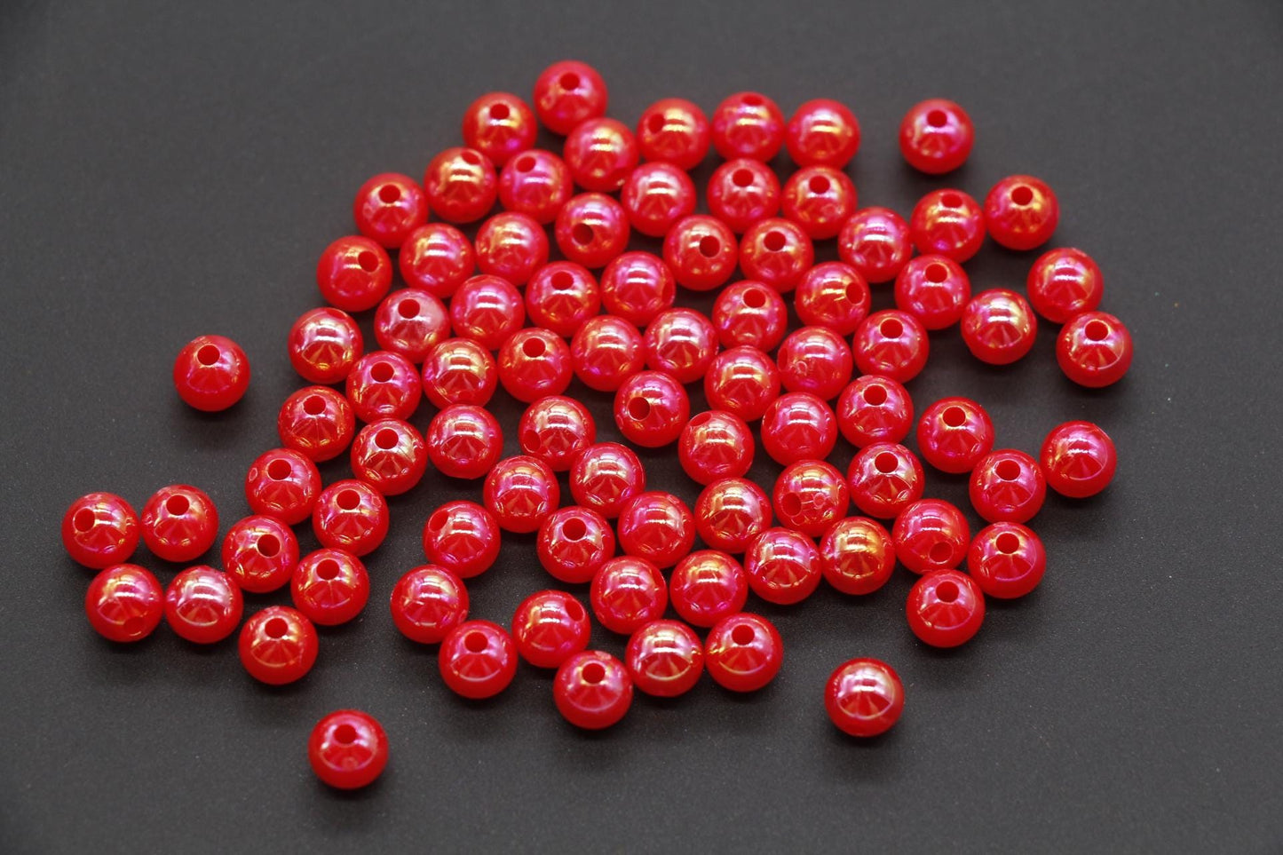 6mm Red AB Beads, Iridescent Beads, Sparkle Red Gumball Beads, Bubblegum Beads, Chunky Beads, Beads for Bracelets