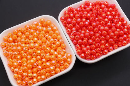 6mm Orange AB Beads, Iridescent Beads, Sparkle Orange Gumball Beads, Bubblegum Beads, Chunky Beads, Beads for Bracelets