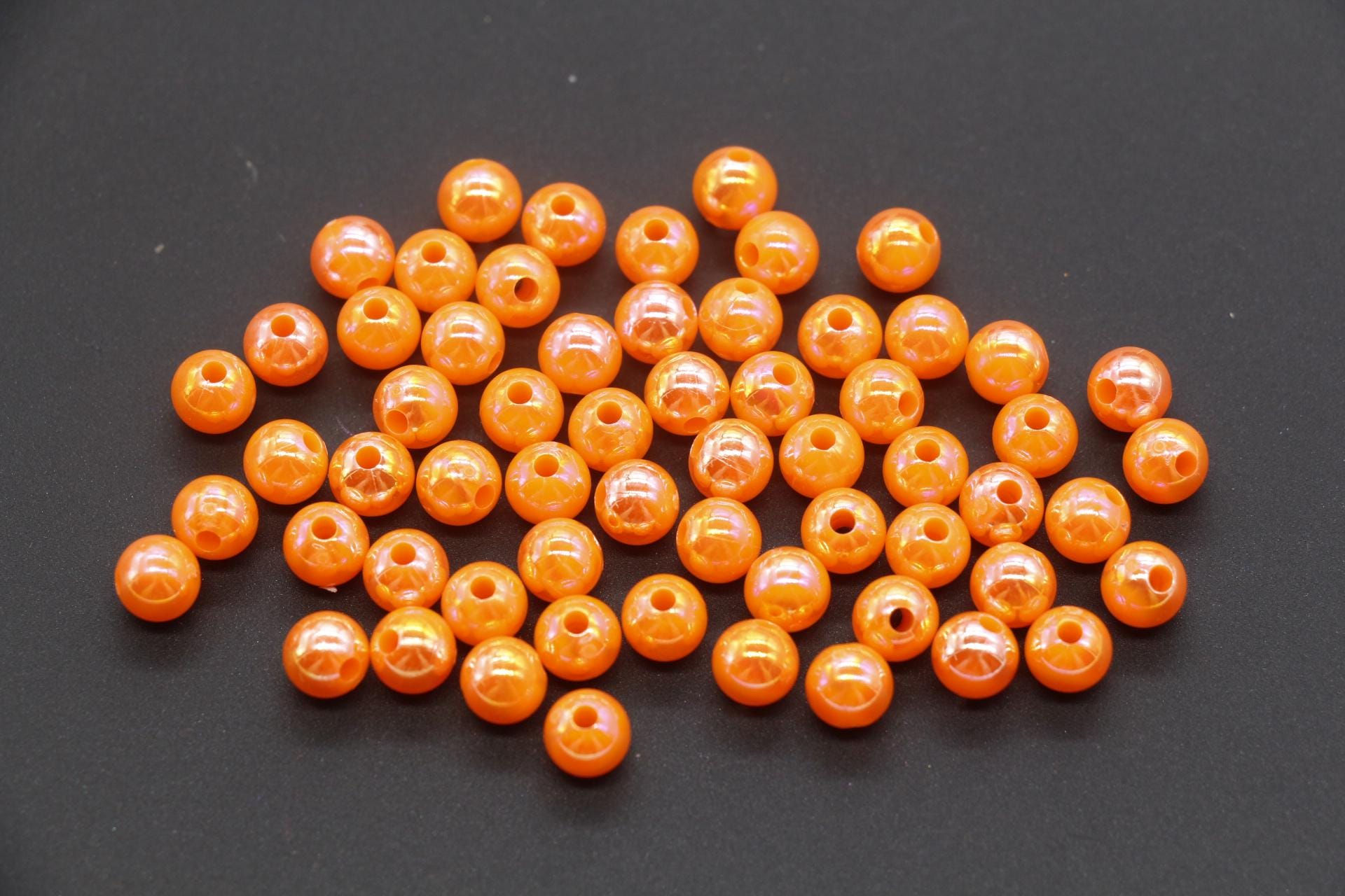 6mm Orange AB Beads, Iridescent Beads, Sparkle Orange Gumball Beads, Bubblegum Beads, Chunky Beads, Beads for Bracelets