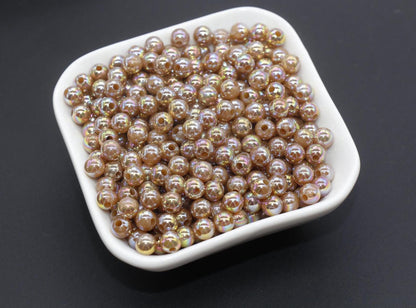 6mm Brown AB Beads, Iridescent Beads, Sparkle Brown Gumball Beads, Bubblegum Beads, Chunky Beads, Beads for Bracelets