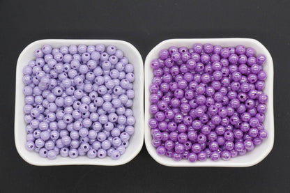 6mm Purple AB Gumball Beads, Iridescent Acrylic Loose Beads, Solid Bubblegum Beads, Chunky Beads, Smooth Round Plastic Beads #814