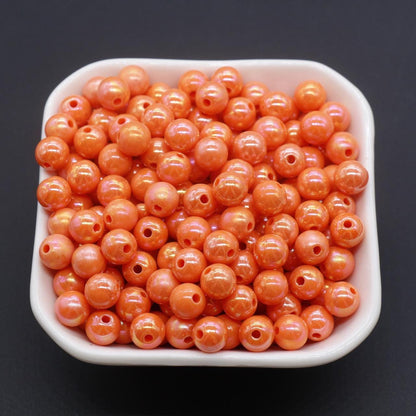 8mm Orange AB Gumball Beads, Peach Beads, Iridescent Round Beads, Sparkle Orange Beads, Bubblegum Beads, Chunky Beads, Beads for Bracelets