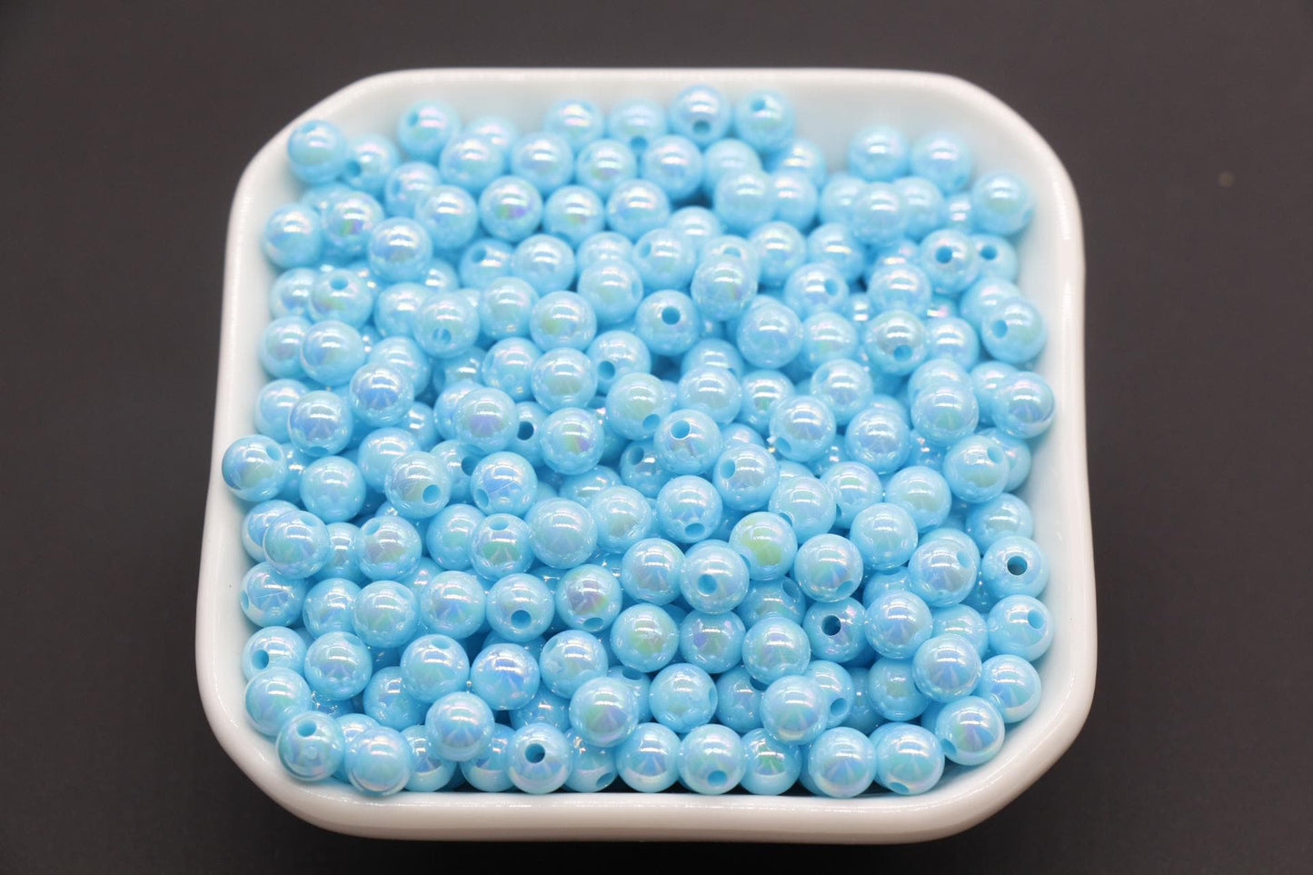 6mm Blue AB Beads, Iridescent Beads, Sparkle Blue Gumball Beads, Bubblegum Beads, Chunky Beads, Beads for Bracelets