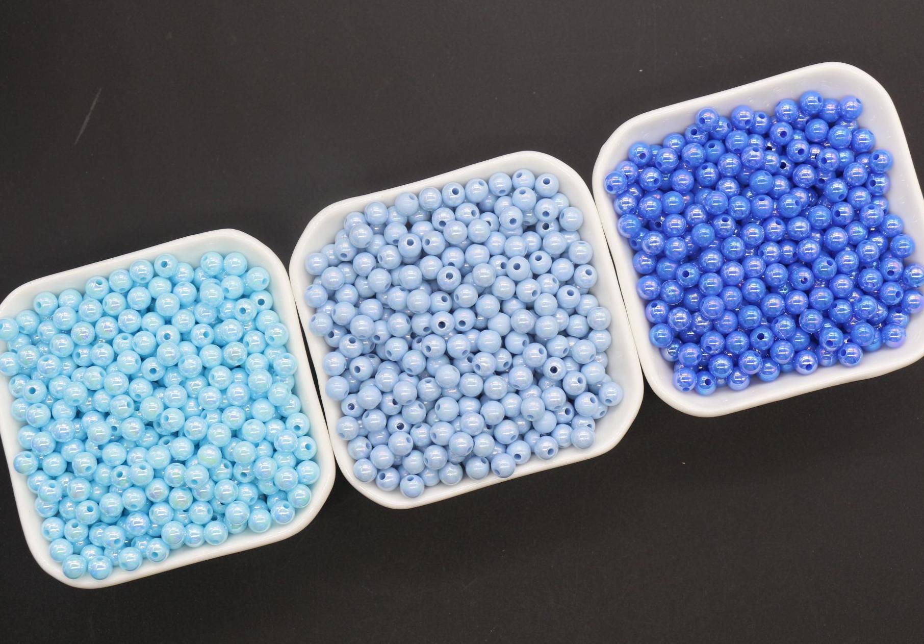 6mm Blue AB Beads, Iridescent Beads, Sparkle Blue Gumball Beads, Bubblegum Beads, Chunky Beads, Beads for Bracelets