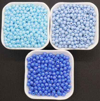 6mm Blue AB Beads, Iridescent Beads, Sparkle Blue Gumball Beads, Bubblegum Beads, Chunky Beads, Beads for Bracelets