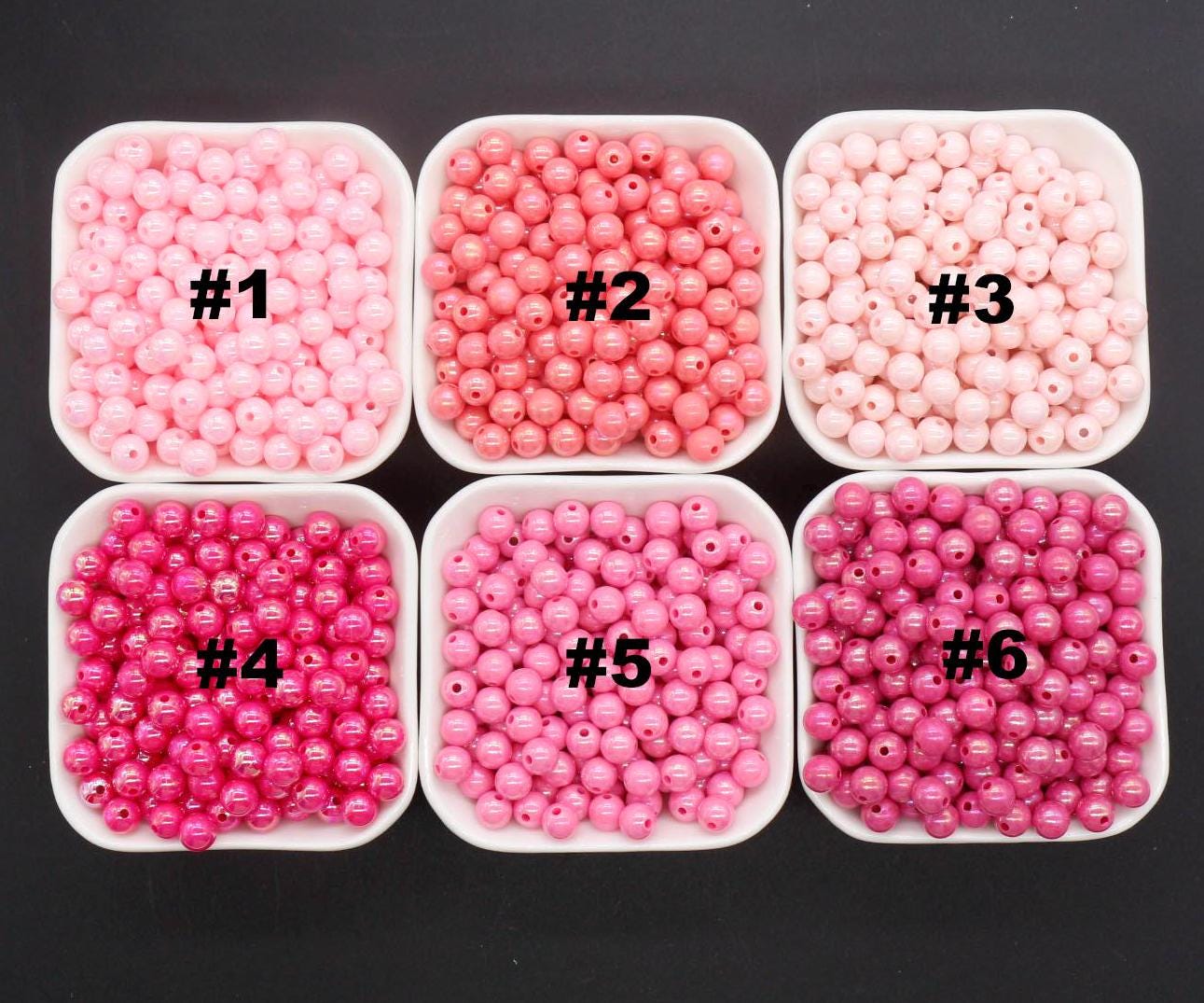 8mm Pink AB Beads, Iridescent Beads, Sparkle Pink Gumball Beads, Bubblegum Beads, Chunky Beads, Beads for Bracelets