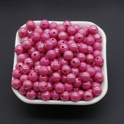 8mm Pink AB Beads, Iridescent Beads, Sparkle Pink Gumball Beads, Bubblegum Beads, Chunky Beads, Beads for Bracelets