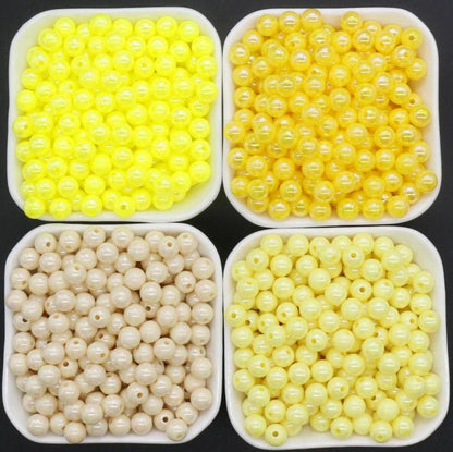 8mm Yellow AB Beads, Iridescent Beads, Sparkle Yellow Gumball Beads, Bubblegum Beads, Chunky Beads, Beads for Bracelets