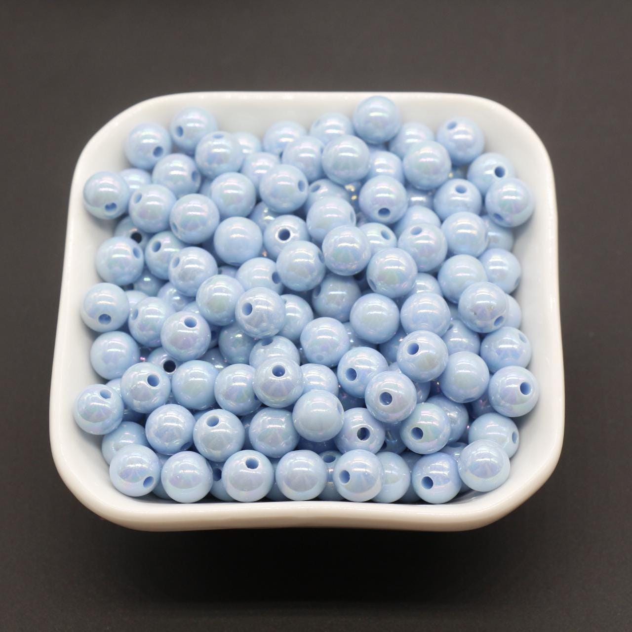 8mm Blue AB Beads, Iridescent Beads, Sparkle Blue Gumball Beads, Bubblegum Beads, Chunky Beads, Beads for Bracelets