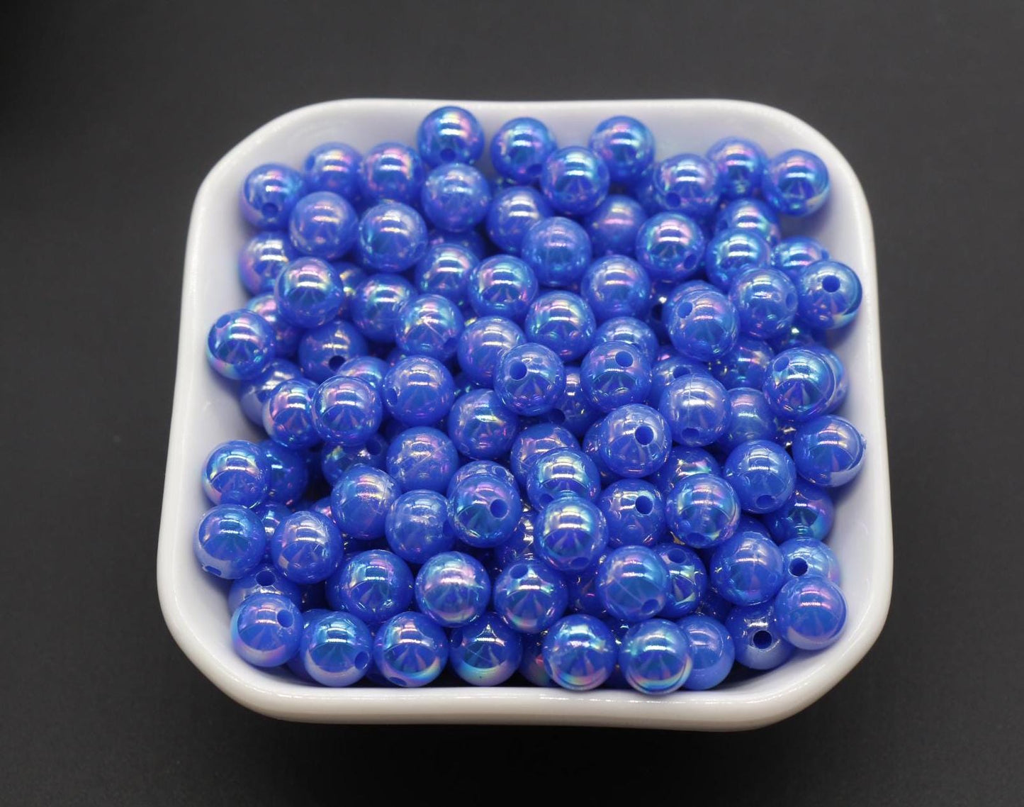 8mm Blue AB Beads, Iridescent Beads, Sparkle Blue Gumball Beads, Bubblegum Beads, Chunky Beads, Beads for Bracelets