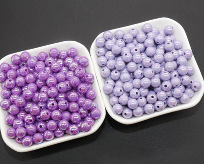 8mm Purple AB Beads, Iridescent Beads, Sparkle Purple Gumball Beads, Bubblegum Beads, Chunky Beads, Beads for Bracelets