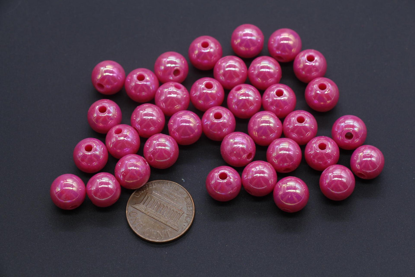 10mm Pink AB Beads, Iridescent Beads, Sparkle Pink Gumball Beads, Bubblegum Beads, Chunky Beads, Beads for Bracelets