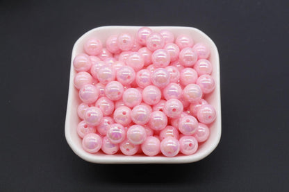 10mm Pink AB Beads, Iridescent Beads, Sparkle Pink Gumball Beads, Bubblegum Beads, Chunky Beads, Beads for Bracelets