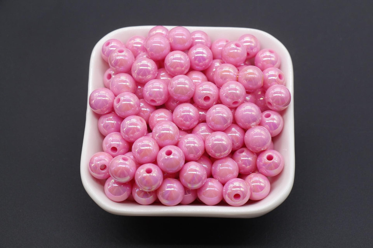 10mm Pink AB Beads, Iridescent Beads, Sparkle Pink Gumball Beads, Bubblegum Beads, Chunky Beads, Beads for Bracelets