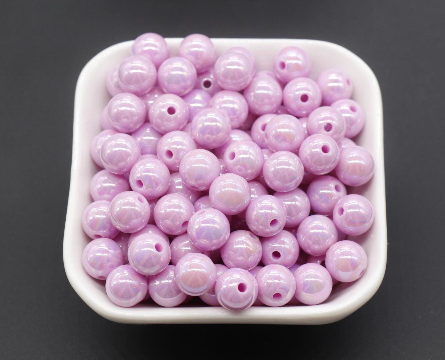 10mm Purple AB Beads, Iridescent Beads, Sparkle Purple Gumball Beads, Bubblegum Beads, Chunky Beads, Beads for Bracelets