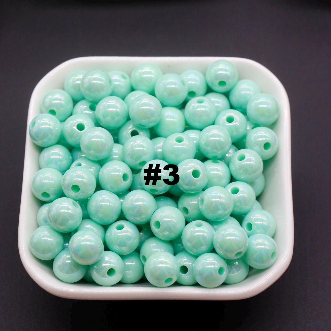 10mm Green AB Beads, Iridescent Beads, Sparkle Green Gumball Beads, Bubblegum Beads, Chunky Beads, Beads for Bracelets