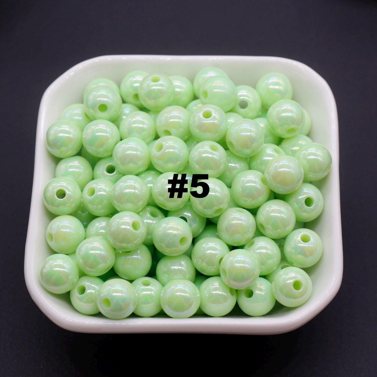 10mm Green AB Beads, Iridescent Beads, Sparkle Green Gumball Beads, Bubblegum Beads, Chunky Beads, Beads for Bracelets