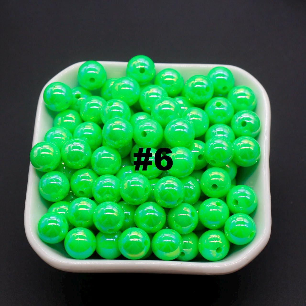 10mm Green AB Beads, Iridescent Beads, Sparkle Green Gumball Beads, Bubblegum Beads, Chunky Beads, Beads for Bracelets