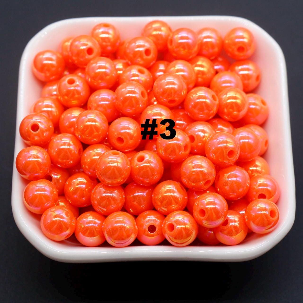 10mm Orange AB Beads, Iridescent Beads, Sparkle Orange Gumball Beads, Bubblegum Beads, Chunky Beads, Beads for Bracelets