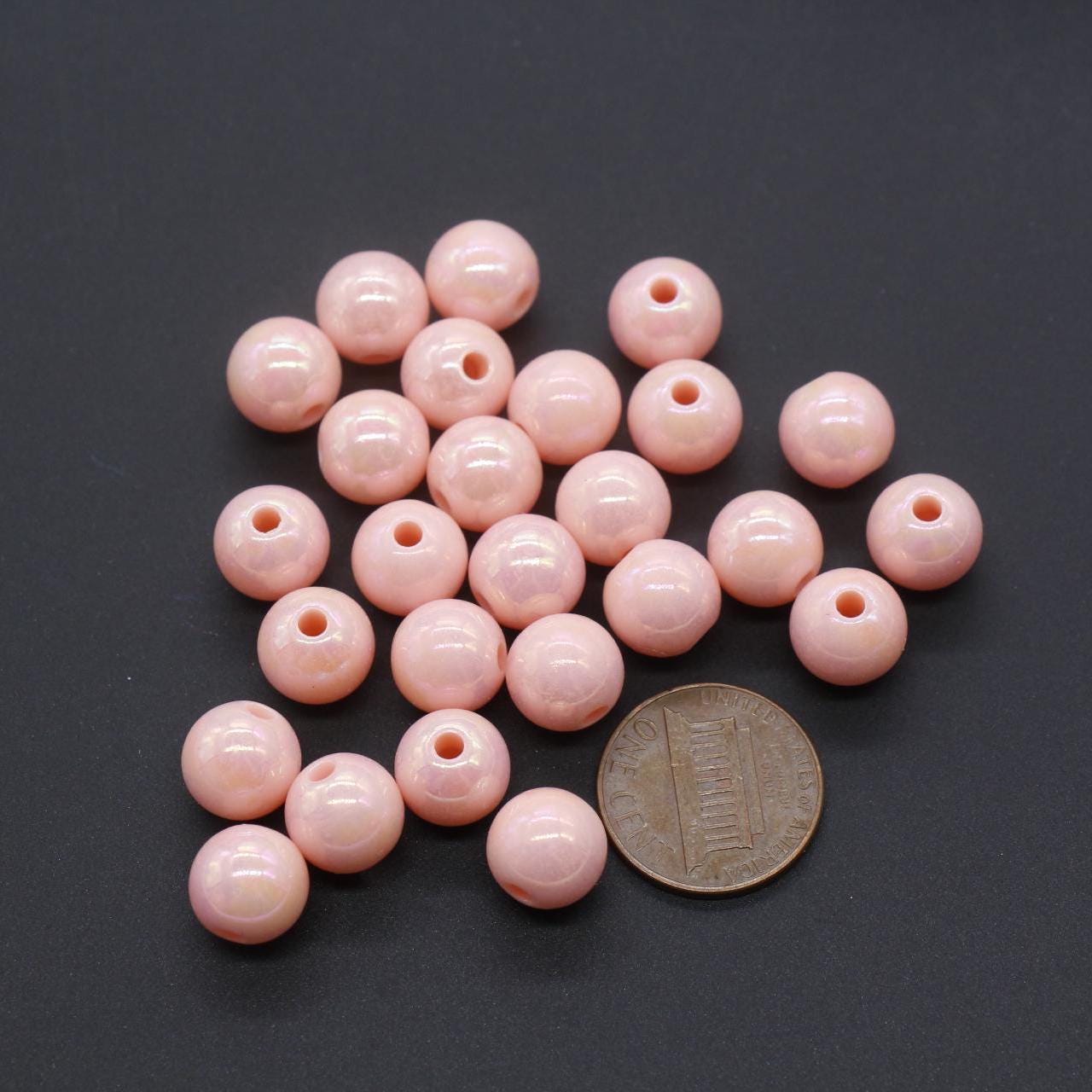 10mm Orange AB Beads, Iridescent Beads, Sparkle Orange Gumball Beads, Bubblegum Beads, Chunky Beads, Beads for Bracelets