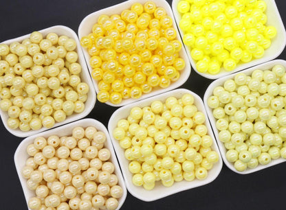 10mm Yellow AB Beads, Iridescent Beads, Sparkle Yellow Gumball Beads, Bubblegum Beads, Chunky Beads, Beads for Bracelets